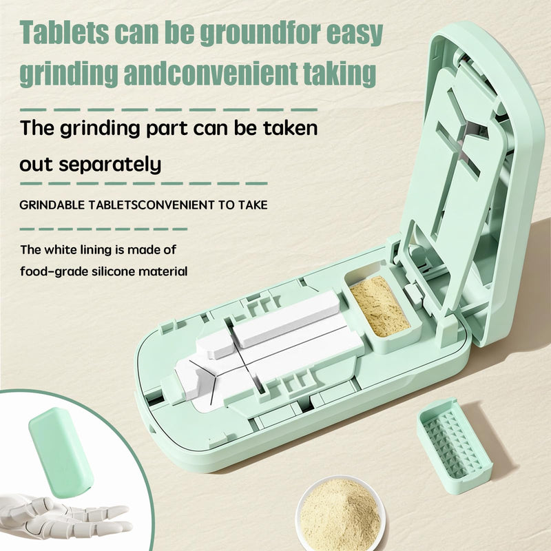 Pill Cutter Splitter - 1/2 1/3 1/4 Tablet Slicer for Tiny Large Pills, Centering Device, Stainless Steel Blade, Pill Crusher for Fine Powder, Portable with Storage Bag, Tweezers & Cleaning Brush