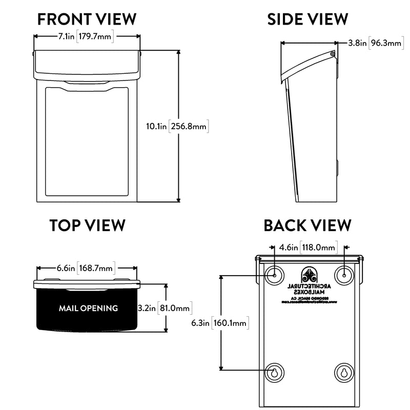 Architectural Mailboxes 2681B Black Marina Wall Mount Mailbox, Small