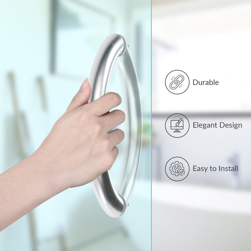 BRIXWELL HR-8BTB-SC 8 Inches Center to Center Arch Style Back to Back Shower Door Handle Satin-Chrome 8" Center To Center