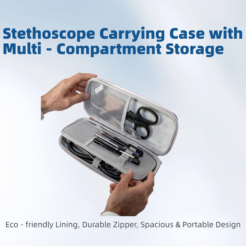 Stethoscope Case for Littmann Classic III Cardiology IV – Hard EVA Case Fits MDF Acoustica Omron Sprague with Mesh Pocket for Nurse Tools Semi-Waterproof (Black) | Universal flat interior with zero molded grooves. Fits your stethoscope, penlight & trau...