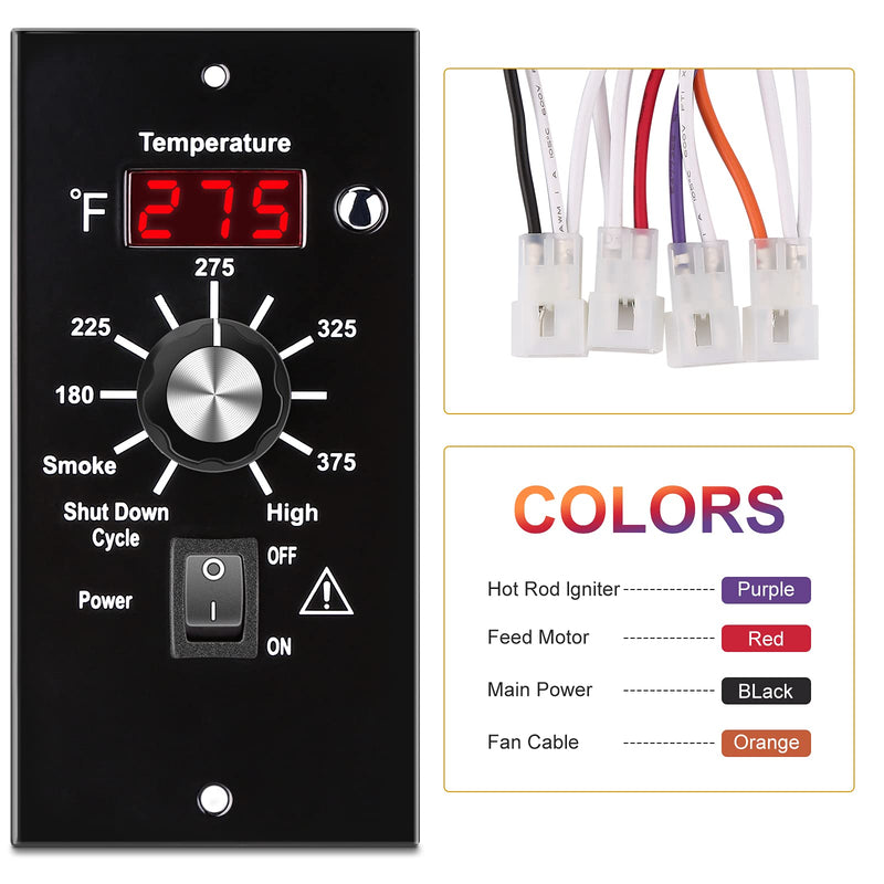 WADEO Digital Thermostat Controller Kit Replacement Part for Traeger Wood Pellet Grills, Thermostat Controller Board with RTD Temperature Probe Sensor and Hot Rod Ignitor