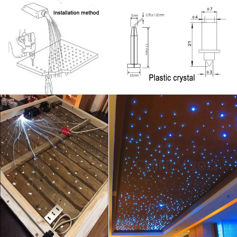 AZIMOM PMMA Plastic 100pcs 0.03in9.8ft End Glow Fiber Optic Cable Strands Roll for Star Sky Ceiling All Kind LED Light Engine Driver
