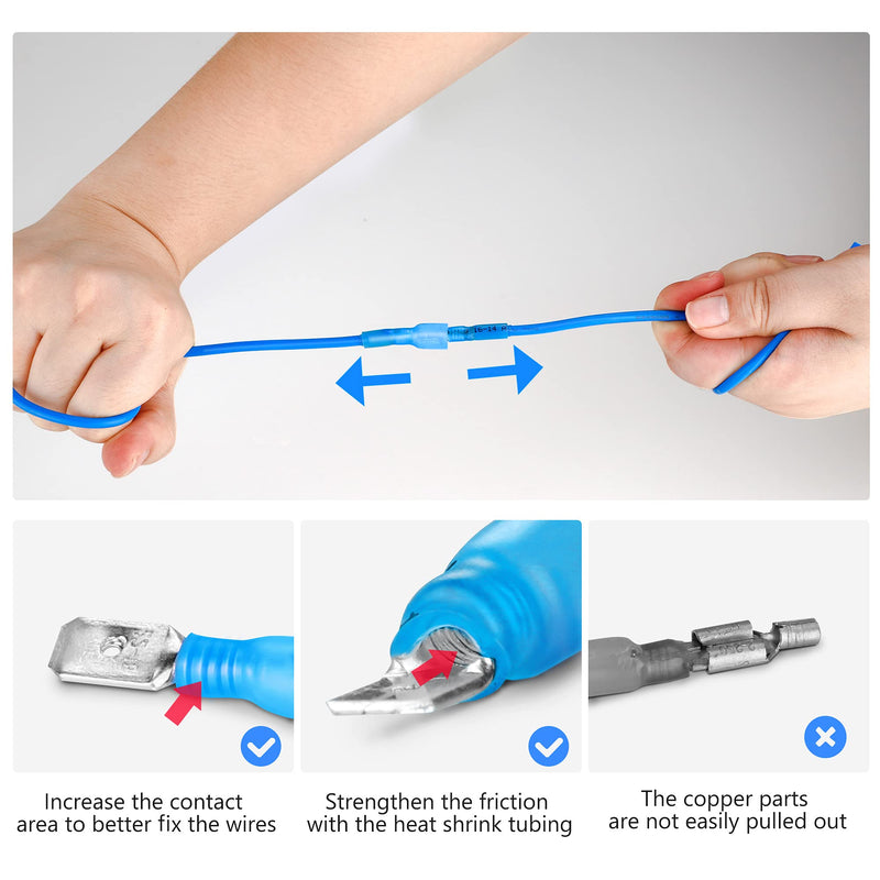Kuject 320PCS Heat Shrink Wire Connectors Kit, Electrical Waterproof Crimp Butt Terminals, Insulated Spade Connectors for Automotive Marine Boat Truck, Include Rings Forks Spade Butt Splices 320