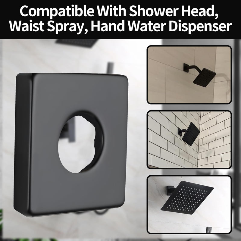 Black Square Shower Arm Flange - RP51034BL Compatible Brass Escutcheon Cover Plate for Tub & Shower Faucets