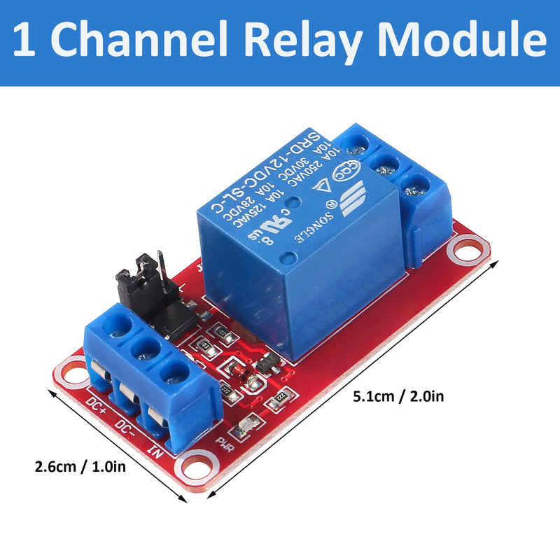 10pcs DC 5V Relay Module - 1 Channel Relay Switch Board with Optocoupler Isolation, High or Low Level Trigger 5V-10pcs