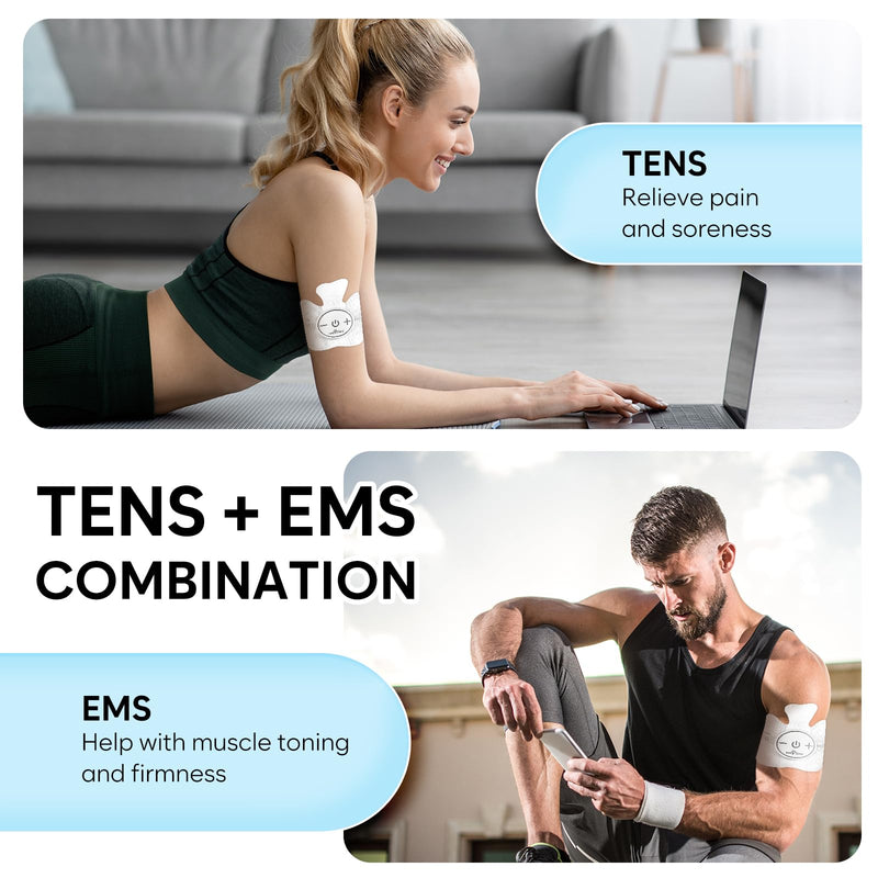 Easy@Home Rechargeable Compact Wireless TENS Unit - 510K Cleared, FSA Eligible Electric EMS Muscle Stimulator Pain Relief Therapy, Portable Pain Management Device EHE015 Blue