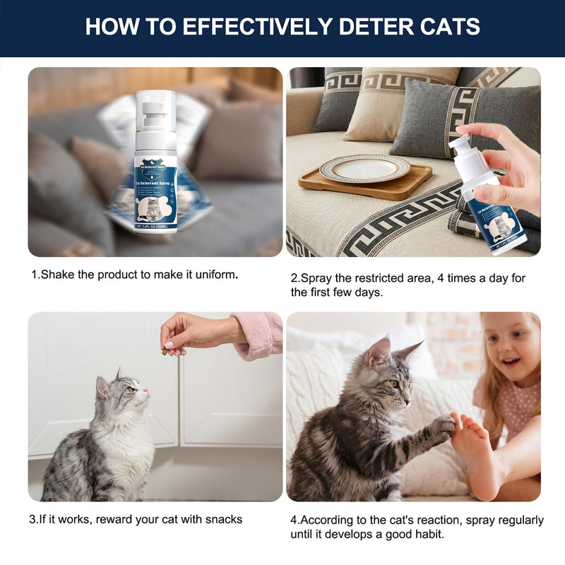 2 Bottles Cat Deterrent Spray – Stop Scratching & Chewing Without Stress, Natural Non-Toxic Training Spray for Cats & Kittens, Indoor Outdoor Furniture & Carpet Protector (Blue) Blue