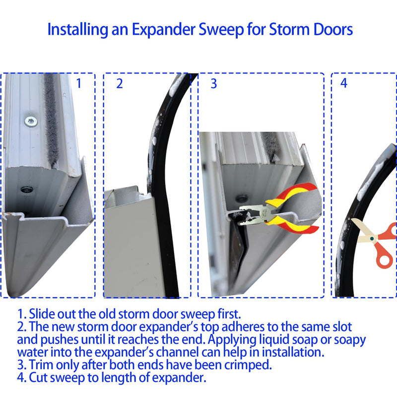 Storm Door Sweep Replacement for Larson & Pella Storm Door Expander Sweep, for Vinyl and Metal Door Seal Sweep Rubber Strip (V) V