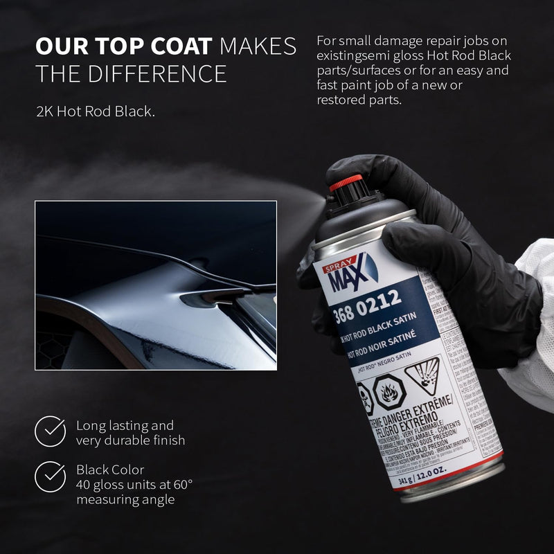 SprayMax 2K Topcoat Hot Rod Satin Black | 2K Satin Black Spray Paint