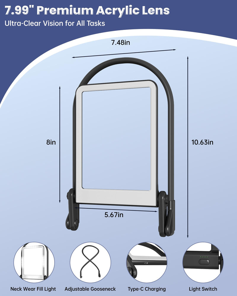 3X Neck Magnifying Glass with Light, Hands Free Magnifier with Light, Magnifying Glass for Reading Close Work, 40 LED Lights Page Magnifier, Lighted Magnifying Glass with 3 Modes