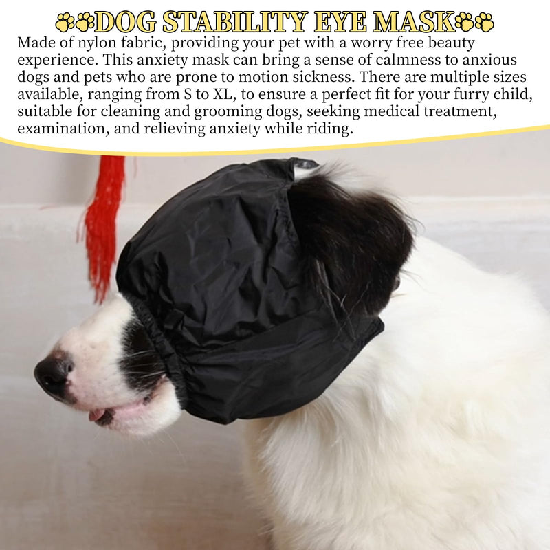 Dog Calming Cap Eye Mask, Nylon Cap Eye Mask for Dog Anxiety Relief, Puppy Pet Calming Dog Mask with Adjustable Neck Strap, for Small Medium Large Dogs Grooming Anti Car Sickness,Shading Black(M)