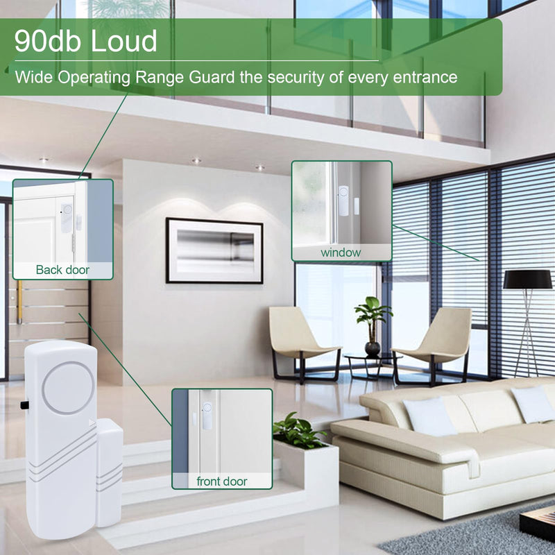 Door Window Alarm, 90dB Door Alarms Sensor for Kids Safety, Home Security, Door Window Burglar Alarm, Window Pool Alarms for Home, Apartments, Offices, Hotel Rooms (25pack) 25pack
