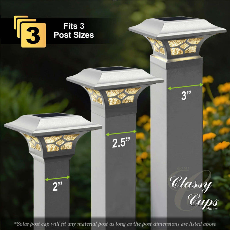 Classy Caps SLZ332B Kingston Solar Post Cap,- Fits 2" x 2", 2.5" x 2.5" and 3" x 3" Posts, Black Powder Coated Aluminum