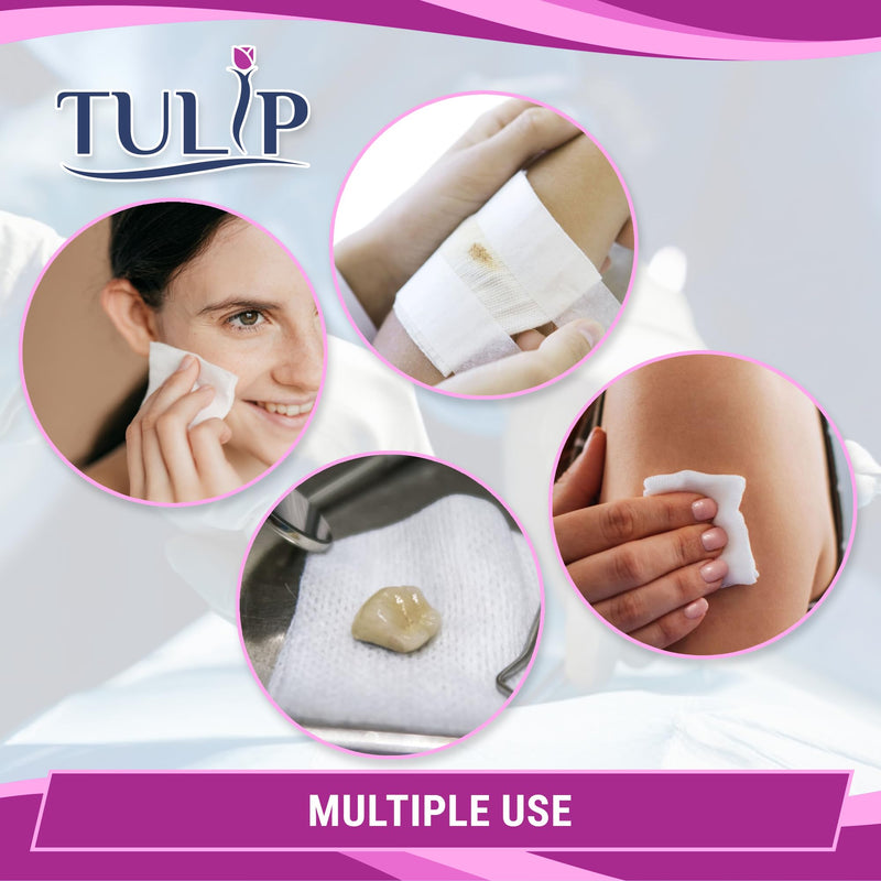 200 Gauze Pads 2x2-4-Ply Non Woven Gauze Sponges - Non Sterile Dental Gauze & Esthetic Wipes - Soft All Purpose Medical Gauze Squares for First Aid Kit, Surgical, Wound Dressing by Tulip 2"x2" (200 Count)