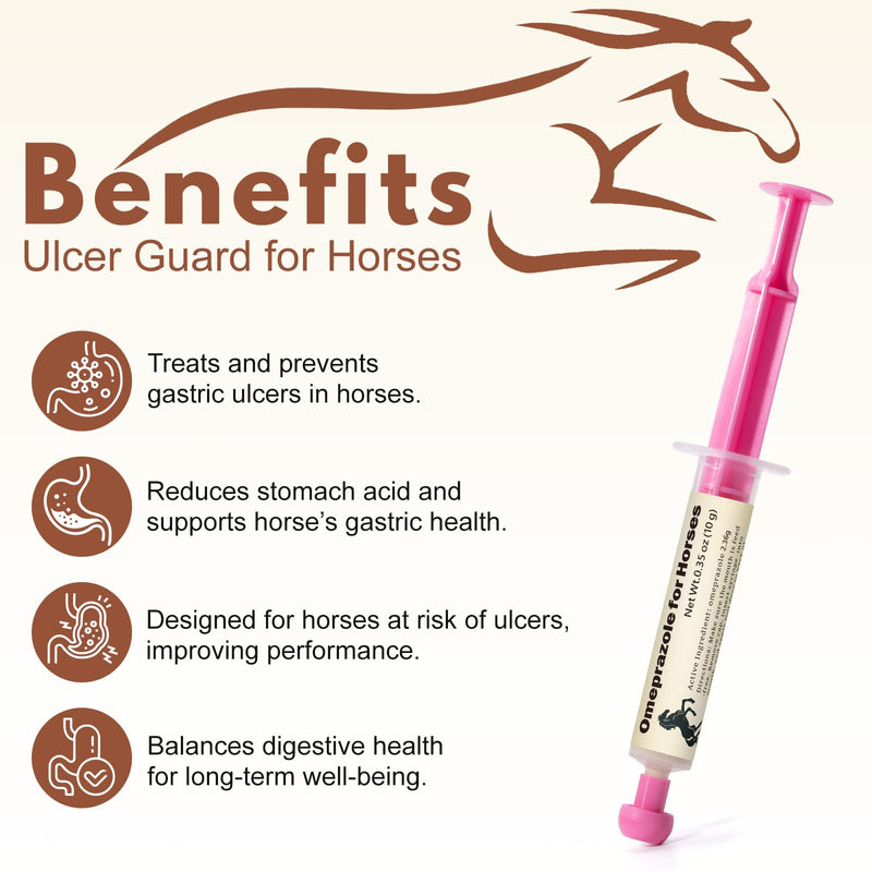 Omeprazole Oral Paste for Horses – Prevent Gastric Ulcers in Horses, Guard Stomach Health for Training, Racing, Showing, Trailering, Traveling, Stall Confinement, and Competition, 9.5 g