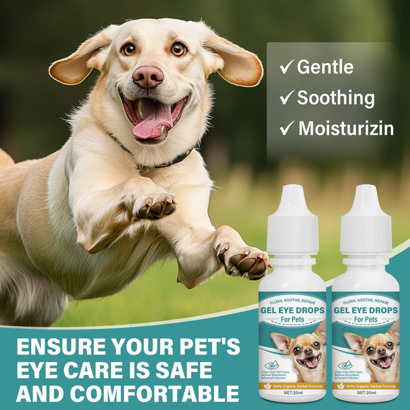 Cataract Drops for Dogs - Pet Gel Dog Eye Drops for Soothing Eye Discomfort, Reducing Tear Stains, and Supporting Eye Health, Gentle Formula for All Animals (2 X 20 ml)