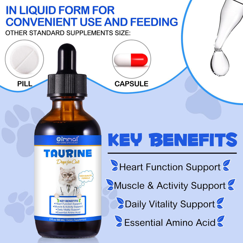 Taurine for Cats, Cat Taurine Liquid Drops Supports Heart Health, Vision & Immune Support, Taurine Supplement for Cats, Kittens, Senior Cats, Easy to Use Liquid Drops, 60 mL