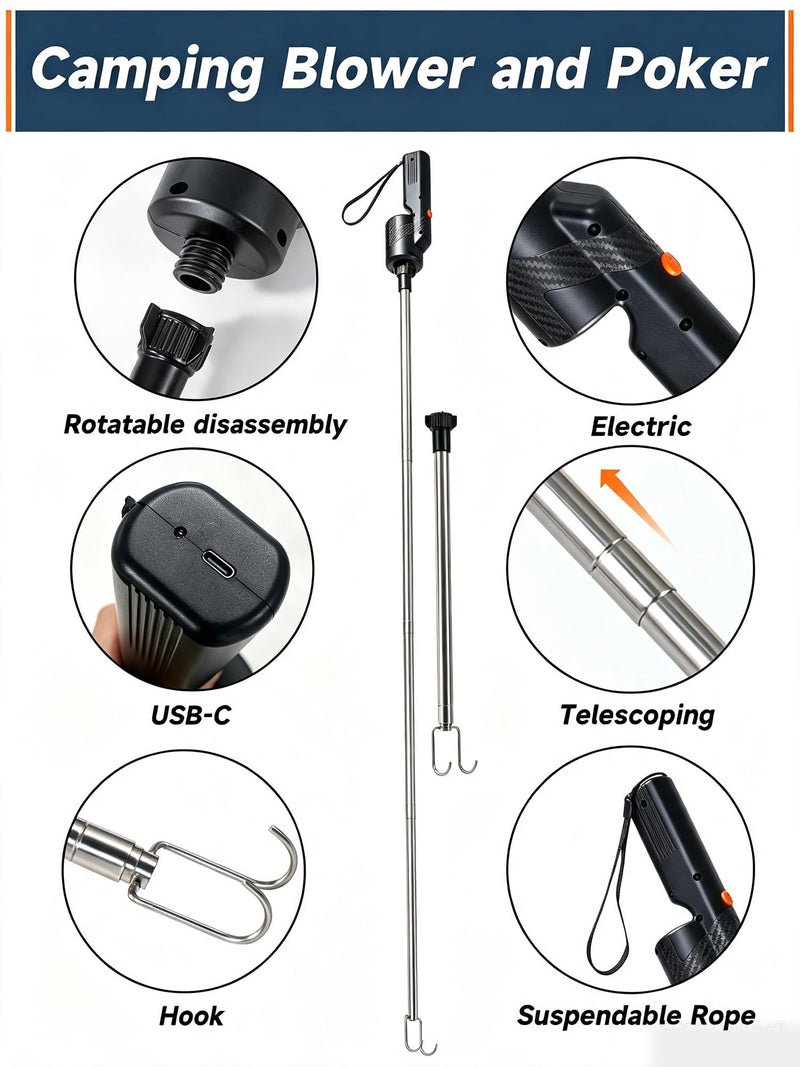 Electric Bellows, Fire Blower, Electric Fire Blower, 2 in 1 Firepit Tools