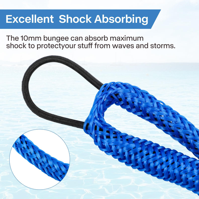 Bungee Dock Line Mooring Rope for Boat,Boat Ropes for Docking with Clips,2/3 FT Marine Rope Boating Gifts for Men, Boat Accessories Quick Connect (2, Redblackblue, 3 Feet Stretches to 4 Feet) 2