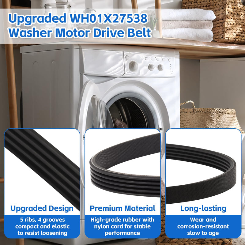 NBPLUS WH01X27538 Washer Drive Belt for GE/Hotpoint Washing Machines Parts AP6328256, PS12299369, 4587903, 290D1101P005, Washer Motor Belt Replacement Accessories