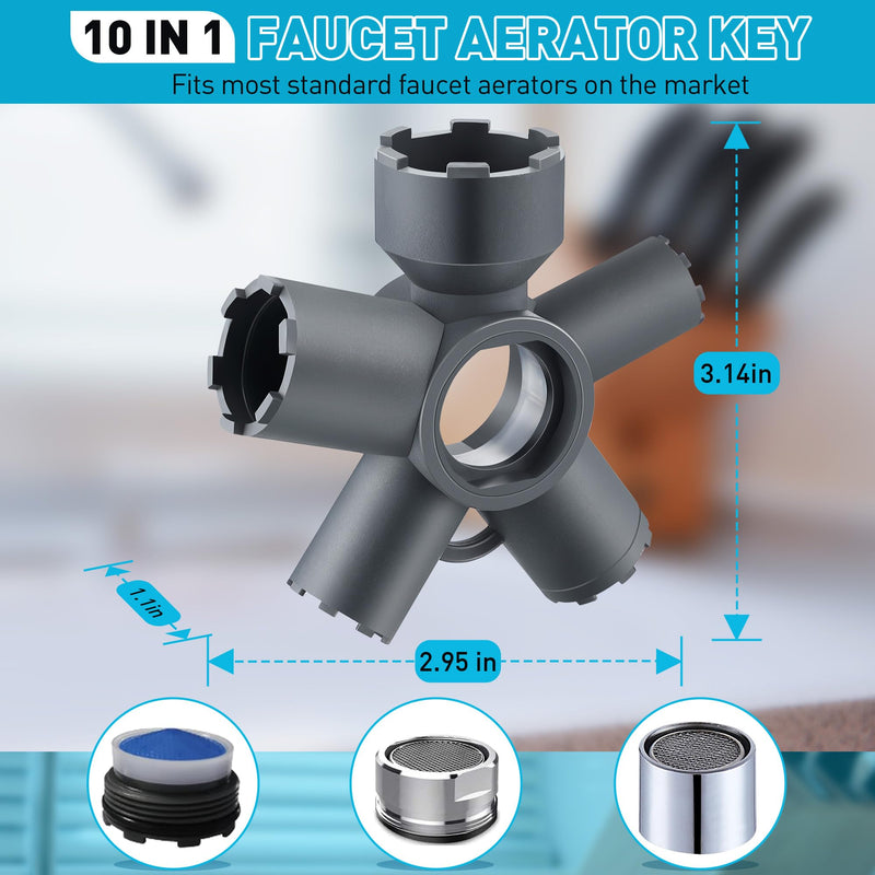 Enhon 10 in 1 Faucet Aerator Removal Tool Faucet Aerator Key for Hidden Threaded Aerator/Aerator with Housing (Cut Edge&Round) Aerator Tool with Size M16.5/M18.5/M21.5/M22/M24/M28 Aeration Tool