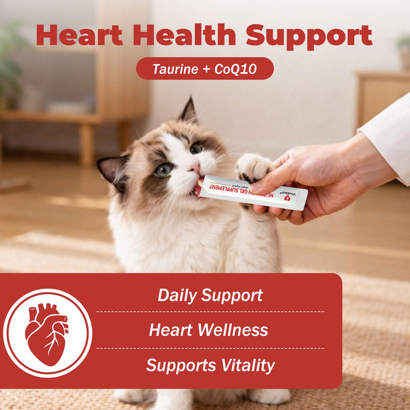 Taurine Supplement for Cats, Taurine Paste for Cats, Supports Heart & Eye Health, Boosts Energy & Vitality, Helps Maintain Healthy Cardiac Function, for Kittens & Adult Cats，30 Likable Gel Tubes