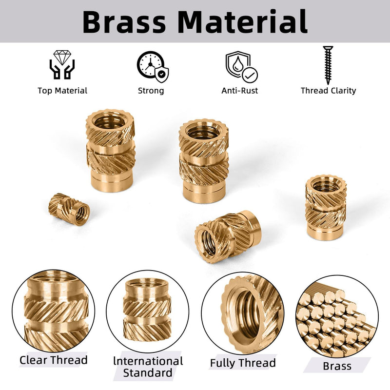 M3 x 5mm L x 5mm OD Threaded Inserts, 100 PCS Metric Knurled Insert Nuts, Premium Brass Heat Seat Inserts for 3D Printing Components M3 x 5L x 5mm