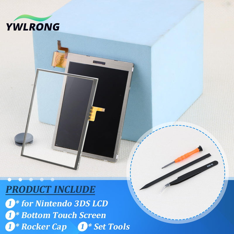 for Nintendo 3DS Bottom LCD Display and Touch Screen Replacement for Nintendo 3DS Screen Digitizer Glass Repair Assembly Accessories Part with Repair Tools