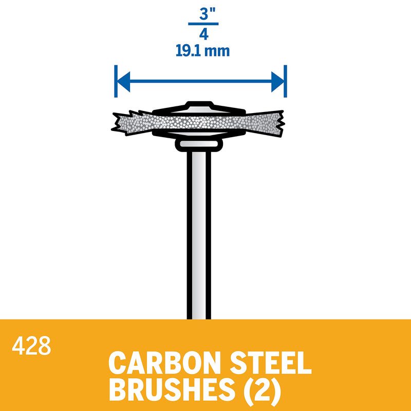 Dremel 428-02 Carbon Steel Brushes (2 Pack), 3/4" Diameter 2-Piece Carbon Steel Brush 3/4"