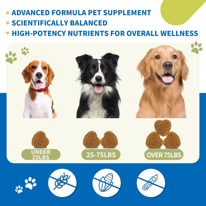 Dog Multivitamin Soft Chews – Glucosamine, Chondroitin, Probiotics & Omega-3 for Joint, Skin & Coat, Heart, Digestive & Immune Support – Chicken Flavor, 120 Soft Chews, ZOAPETAL
