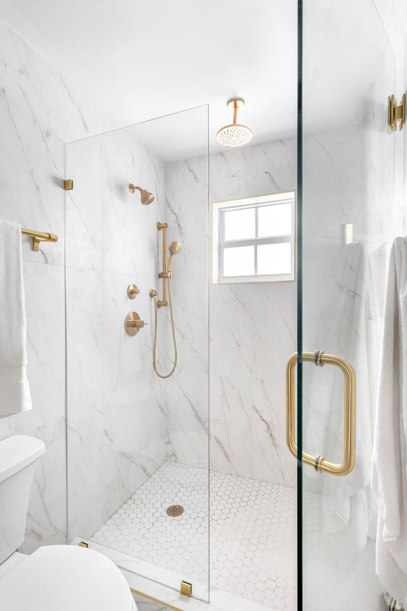 8 inch Glass Shower Door Handle Back to Back Frameless Shower Doors Pull Handle Stainless Steel for 1/4" to 1/2" Thickness Glass - Brushed Gold 8 inch Pull Handle