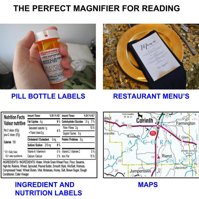Best Pocket Magnifying Glass by iLumen8-3X Small Magnifier with Lights. Great for Seniors, Kids, Travel. Fits into Purse or Pocket Read Maps, Menu, Jewelry, Coins Hobby Stamps. Lighted Low Vision Aid 1 Magnifier