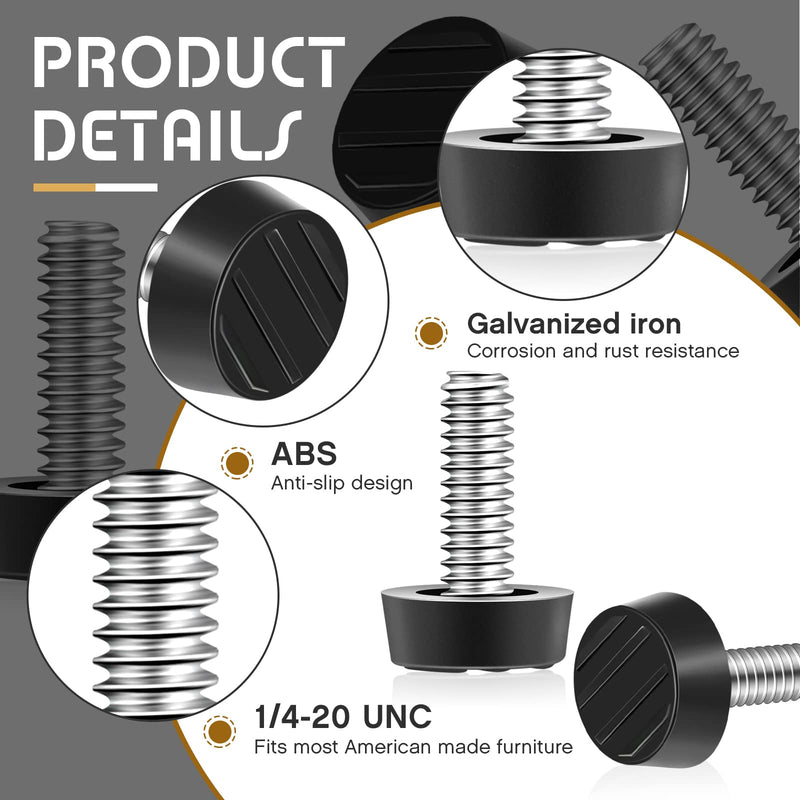 1/4-20 UNC Thread Adjustable Furniture Levelers Screw in Galvanized Steel Glide Furniture Leveling Feet Screw on Floor Leveler for Table,Chair, Cabinet, Patio Workbench Legs(10 Pack) 10