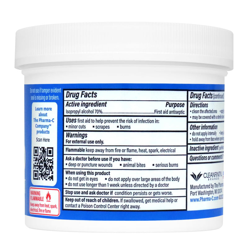 The Pharma-C Company 70% Isopropyl Alcohol Pads [100 count]. First Aid Alcohol - Antiseptic Wipes - Extra Large - Alcohol for minor cuts, scrapes and burns. 1