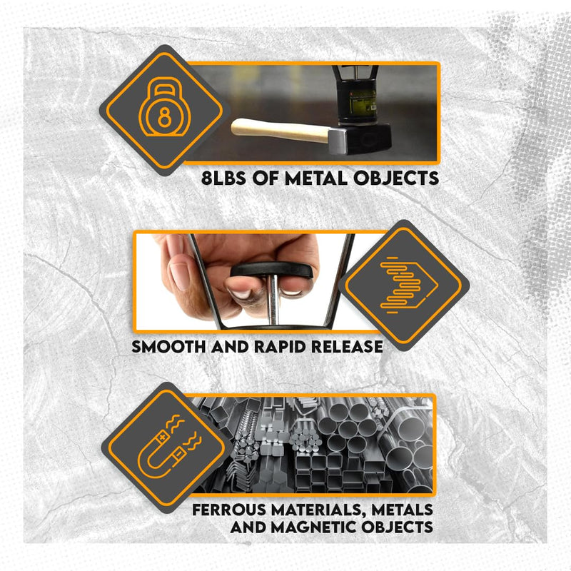SE Magnetic Separator Pick-Up Tool with Quick Release - 8 lb Capacity, Rubberized Grip Handle, Ideal for Metal Shavings and Ferrous Object Retrieval PM6550 Pack of 1 - NewNest Australia