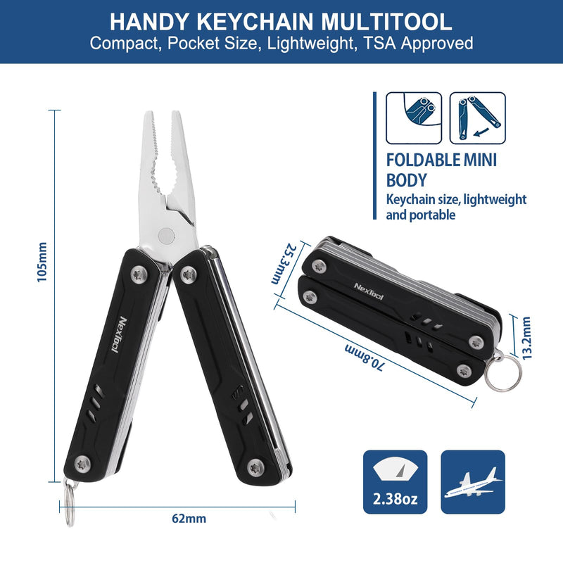 NexTool Keychain Multitool, 9 in 1 Mini Multitool with Needle Nose Pliers, Scissors, SIM Extractor and Screwdrivers for Travel, EDC, TSA Approved Multitool, Bladeless Small Multitool(Mini Sailor Lite) Pocket Size Mini Sailor Lite