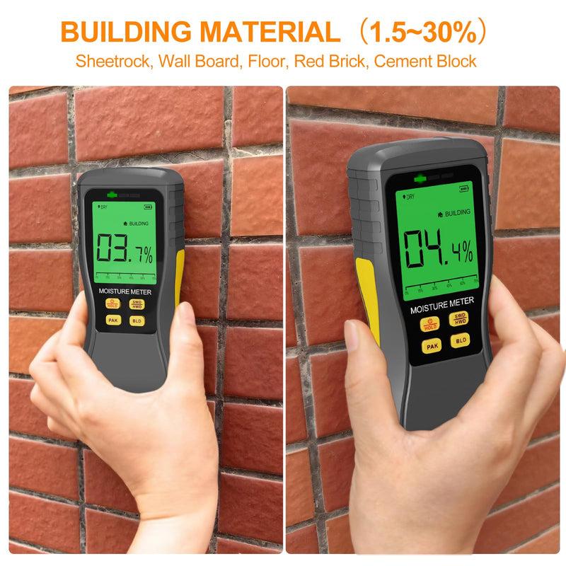 Pinless Moisture Meters, Accurate Digital Wood Moist Testing, Non-Destructive Moisture Detection in Drywall, Moisture Water Leak Detector for Lumber, Building, Humidity Tester, Non-Invasive