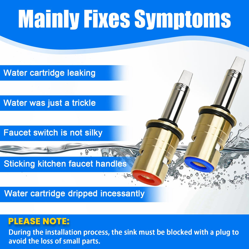 Upgraded 377XKRHJKABNF & 377XKLHJKABNF Long Ceramic 1/4-Turn Cold & Hot Cartridge Kit, Compatible with Chicago Cartridge, Long Stem for Concealed-Caps