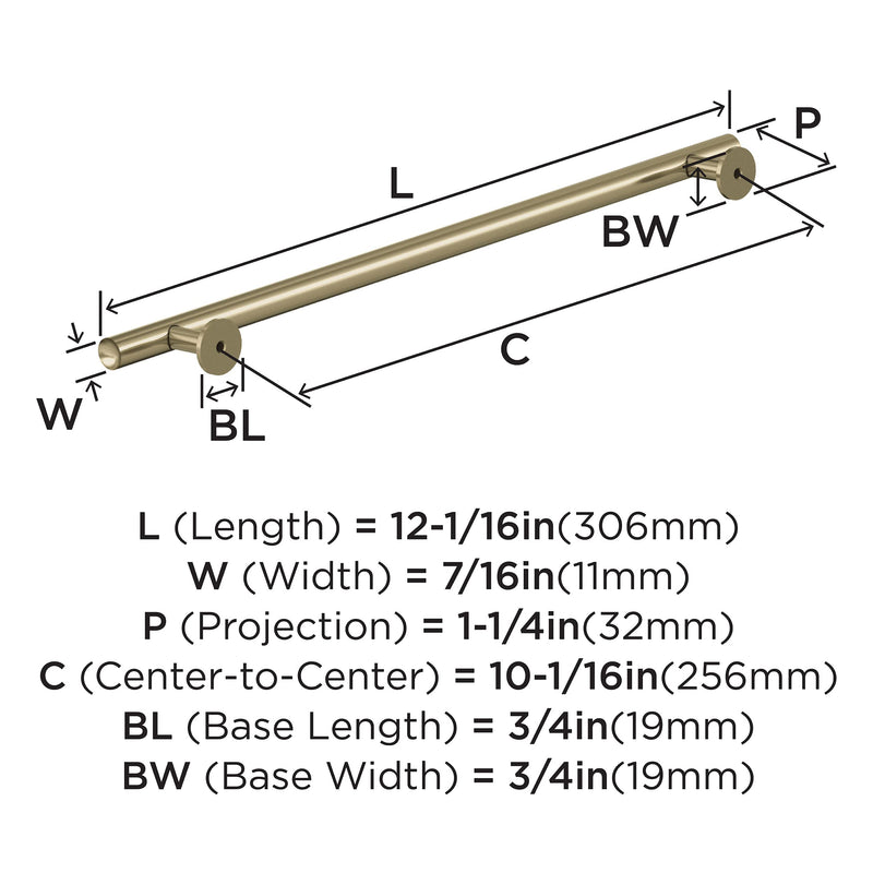 Amerock | Cabinet Pull | Golden Champagne | 10-1/16 inch (256 mm) Center-to-Center Drawer Pull | Radius | Kitchen and Bath Hardware | Furniture Hardware