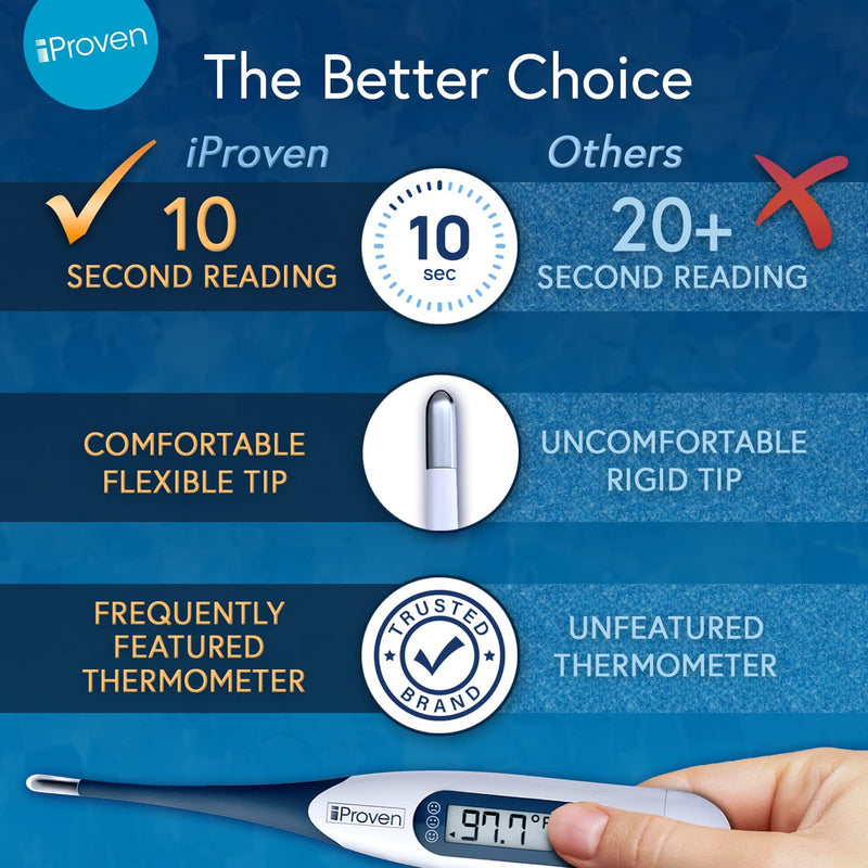 iProven Oral Thermometer, Measures in 10 seconds with flexible tip and fever alarm, Digital Medical Thermometer for adults, kids and toddlers - DTR-1221A 1