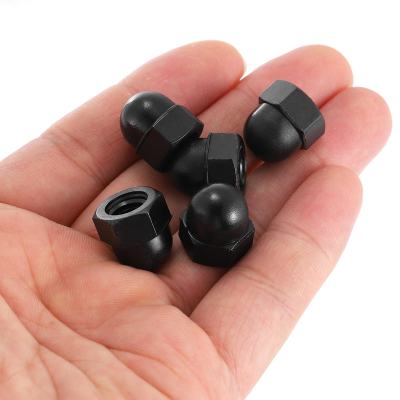 uxcell M8x1.25 Acorn Cap Nuts, 50Pcs Nylon Dome Cap Head Acorn Nut Hardware Nuts for Bolt Cover, Black M8 50