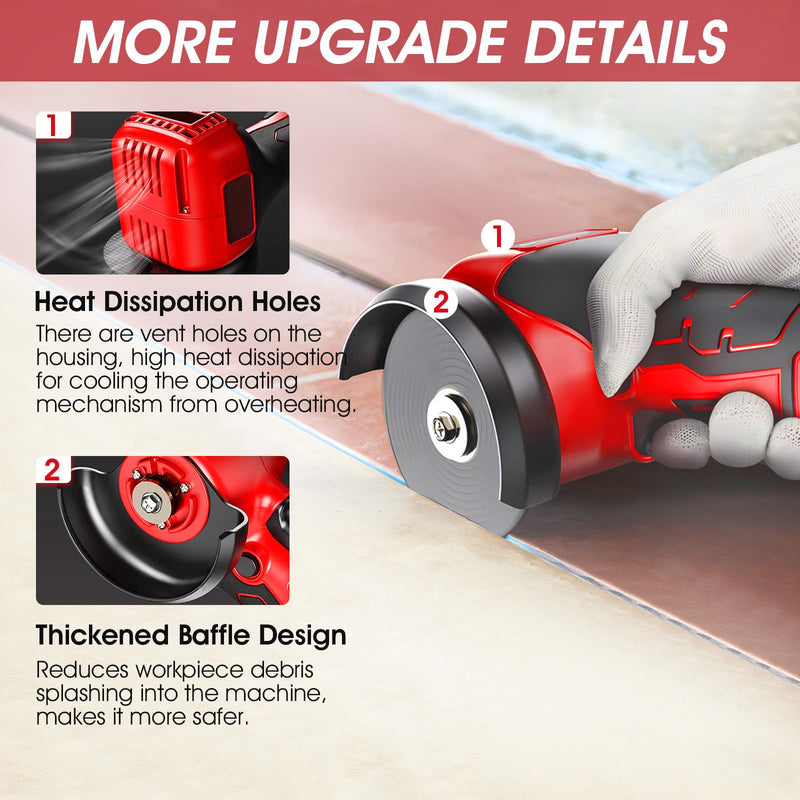 Cordless Angle Grinder kit 19500 RPM, 3 inch Mini Electric Metal Grinding