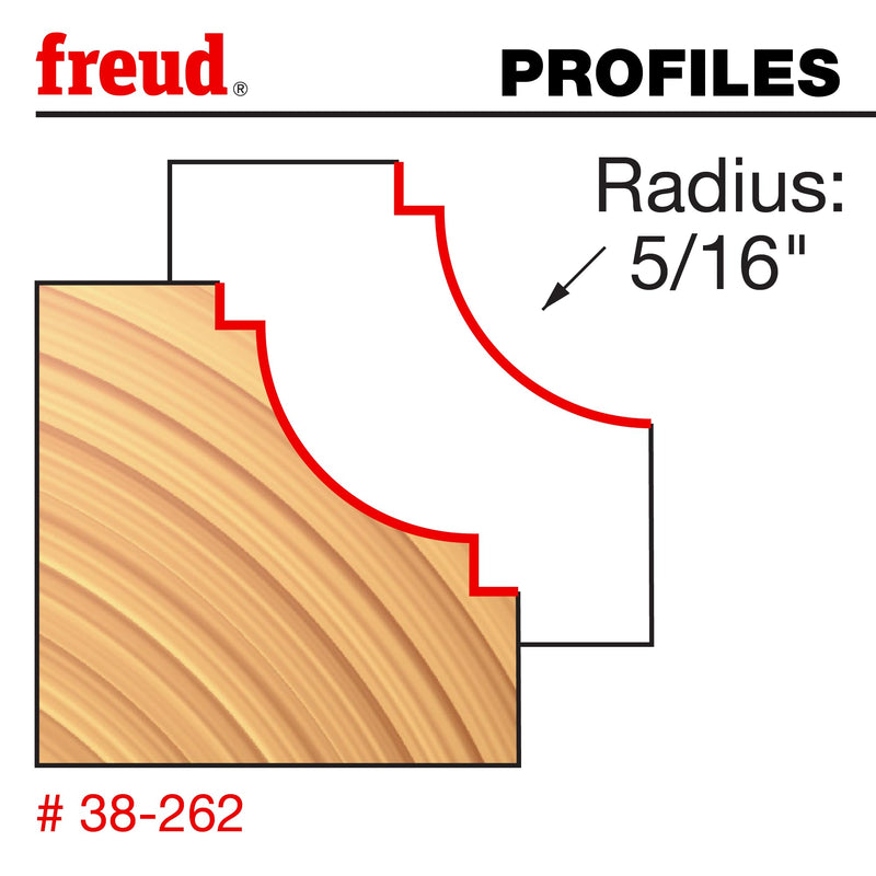 Freud 38-262: 5/16" Radius Classical Cove Bit with 1/2" Shank