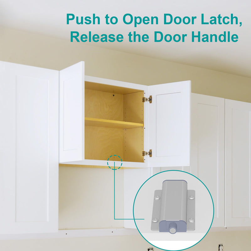 9 Pack Magnetic Cabinet Push Open Latch, Heavy Duty Touch Latches for Hidden Doors Closure, Aluminum Alloy Push Release Press Out Cabinet Catches Hardware for Kitchen Wardrobe Drawer, Silver 9 Pcs Single Push Latch
