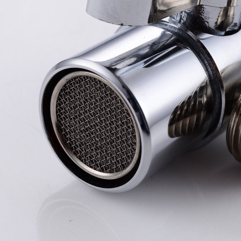 Kitchen Bathroom Sink Faucet Water Filter Diverter Valve for Push on 1/4 inch Tubing Replacement Part Adapter with M22 X M24 Connector, Polished Chrome Single Way 1/4" OD Tubing