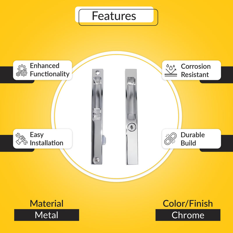 Chrome Sliding Glass Door Handle With Key