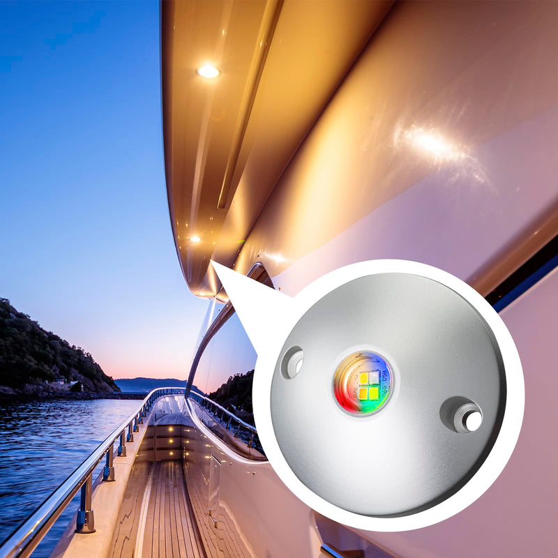 RGBW Boat Interior Lights, LED Courtesy,Deck Light, Aluminum Surface Mount for Yacht, RV, Pontoon,Kayak,2-Inch Waterproof IP67 DC12V(RGBW) RGBW
