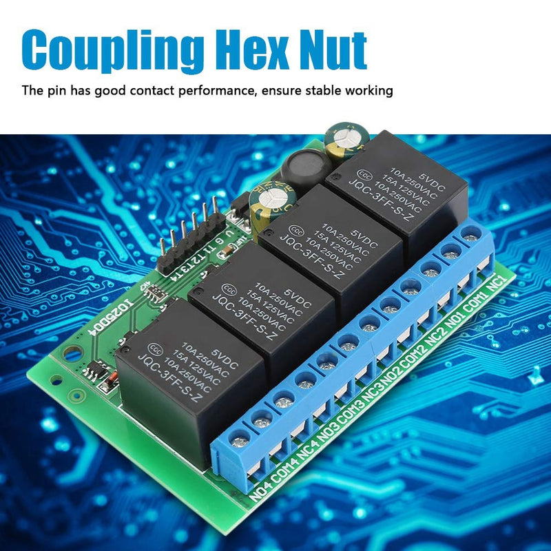 Relay Module, 4 Channels Flip-Flop Low Pulse Trigger Self-Locking Relay Module 6-24VDC