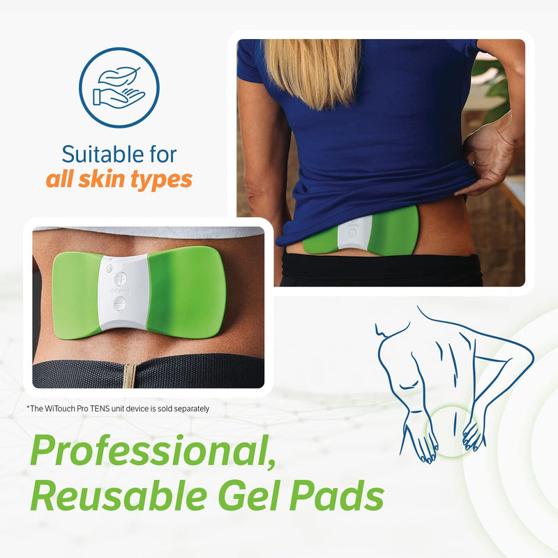 TENS Unit Replacement Gel Pads, WiTouch Pro & Aleve Direct Therapy TENS Pads Replacement, Reusable Self-Adhesive Electrode Pads for TENS Units (10 Gel Pads) 10 Gel Pads