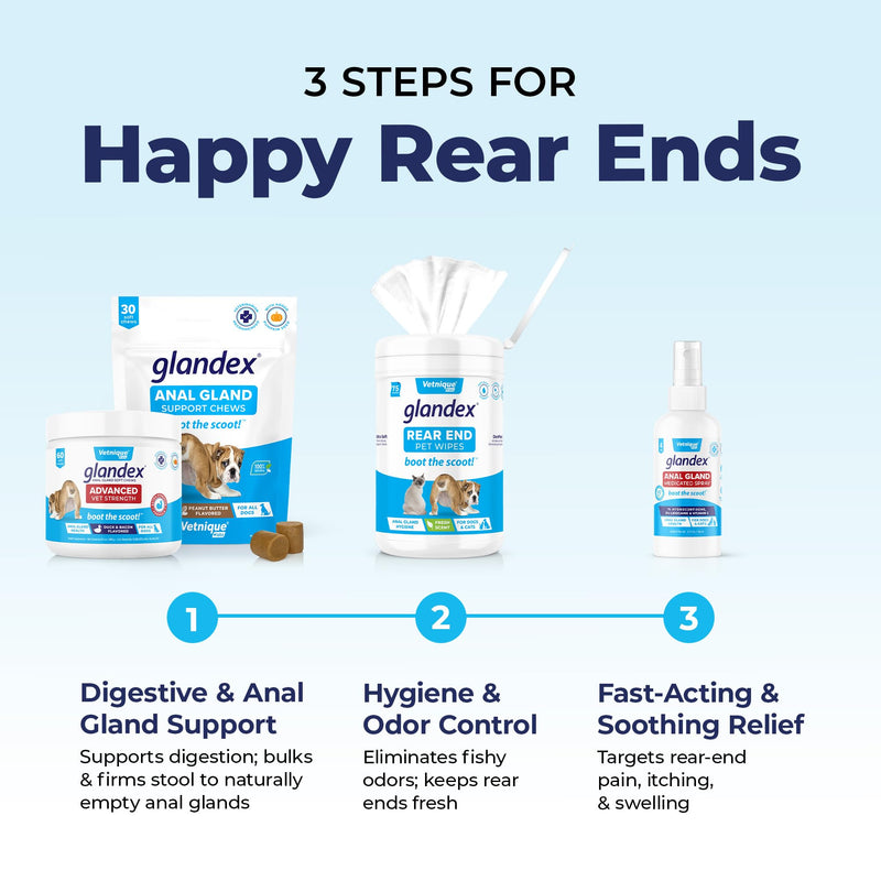 Vetnique Labs Glandex Medicated Dog Anal Gland Spray - Pain Relieving & Anti-Itch Formula to Soothe Inflamed Anal Glands in Dogs & Cats - Fast Acting Clinical Formula - Boot The Scoot (4oz)